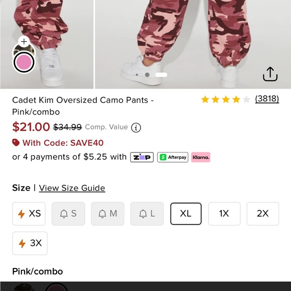 Fashion Nova Pink Camo Wide Leg Cargo Pants - Picture 4 of 4